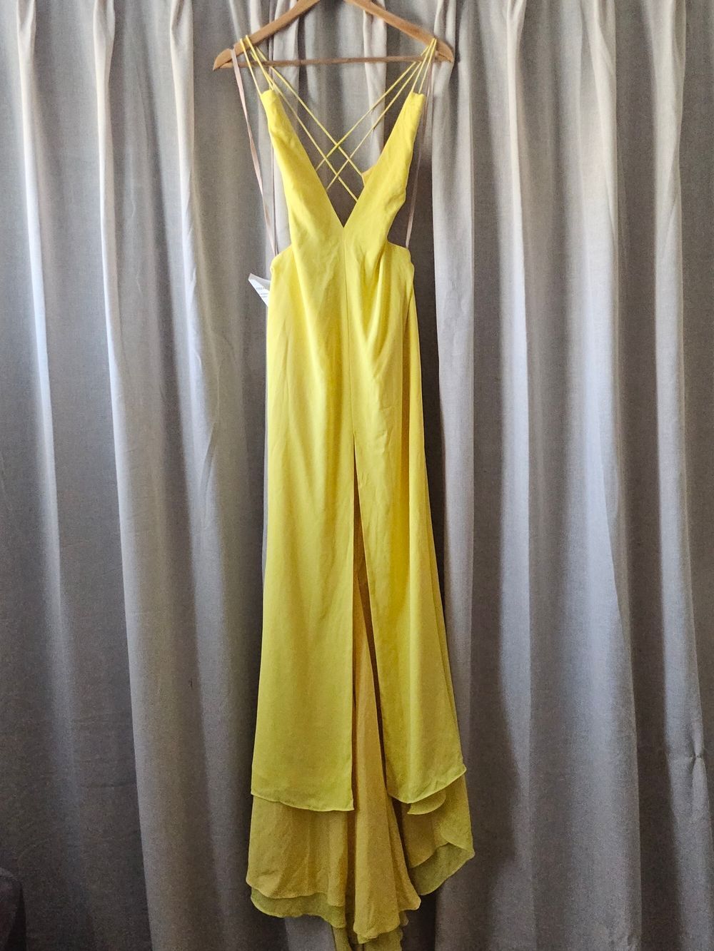 Fame and Partners Surreal Dreamer Dress | US 2 | Lemon Yellow Strappy Back Forma